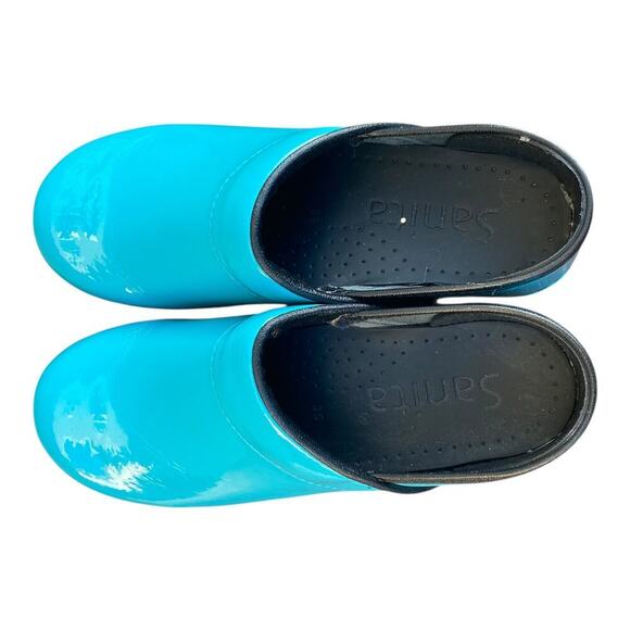 Sanita Clogs Womens Turquoise Patent Leather Slip-On Nurse Shoes Size EUR 35 US4 - Picture 7 of 15